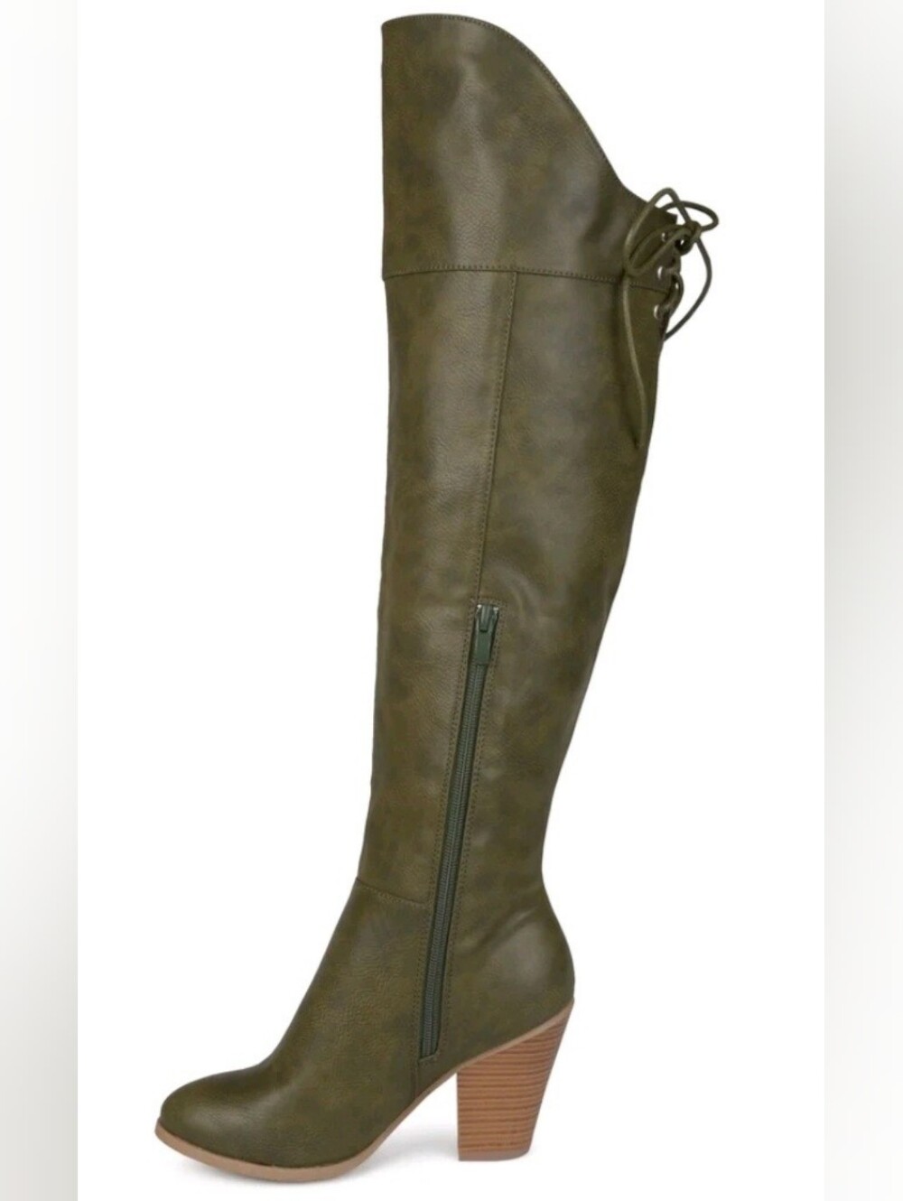 Journee Collection Olive Lace-Up Over-the-Knee Stacked Heel Boots Size 8 - Picture 4 of 15